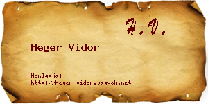 Heger Vidor névjegykártya